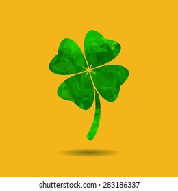 Abstract geometric green Clover with four leaves sign icon. Saint Patrick symbol