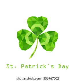 Abstract geometric green Clover with three leaves sign icon. Saint Patrick`s Day