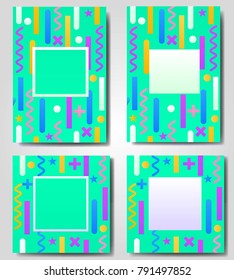 Abstract geometric green colored banner with shapes, greeting card,frame