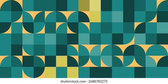Padrão de creme verde geométrico abstrato no estilo dos anos 70. Ilustração de vetor minimalista eps 10