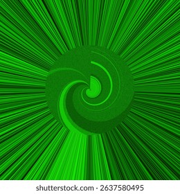 Abstract or Geometric Green Design Pattern Made Up of Central Circular Spiral Element And Radial Lines. Can be used for background,  card, cover or as an individual decorative element. 
