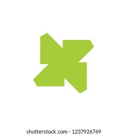 abstract geometric green leaf square logo 