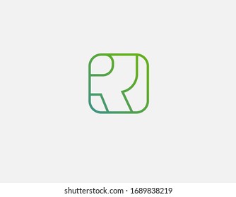 Abstract geometric green linear logo icon letter A for your company typography