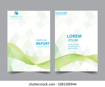 Abstract geometric green lines wave report cover Business Book Cover Design Template in A4. Can be adapt to Brochure, Annual Report, Magazine, Poster, Corporate Presentation, Flyer, Banner, Website