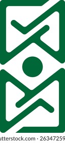 Logotipo verde geométrico abstrato com simetria