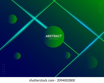 Abstract geometric green neon lines banner pattern shape background