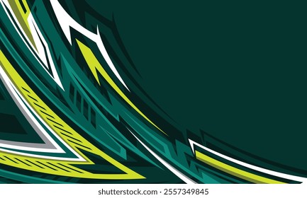 Abstract geometric green stripes racing background for car wrap sticker