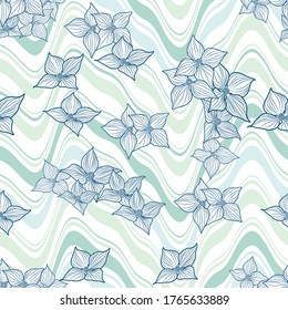 fondo de patrón de onda blanca geométrica abstracta con diseño de flor de madera de dogwood