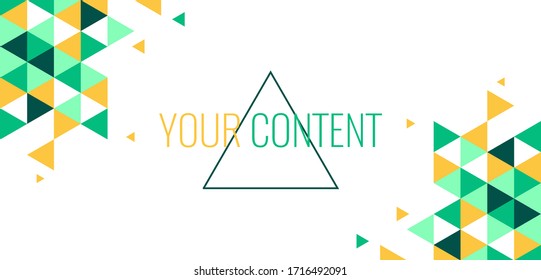 Abstract geometric green yellow background with dark green yellow triangles or polygons. Modern retro creative cool background with template content. Sea green theme vector illustration.