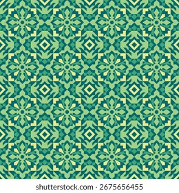 Abstract Geometric Green and Yellow Seamless Background Pattern Design