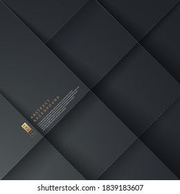 Abstract geometric grey black background with lighting lines & shadow. Futuristic technology concept. Luxury and elegant design. You can use for cover template, poster, banner web, flyer. Vector EPS10