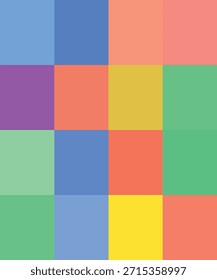 Una cuadrícula geométrica abstracta compuesta de cuadrados de colores pastel en un patrón repetitivo. Formato de Vector escalable adecuado para medios impresos y digitales.