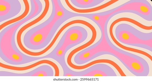 Abstract Geometric Groovy Texture Vector Design. Psychedelic Y2k Background. Trippy Hand-Drawn Art.