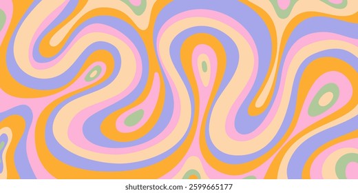 Abstract Geometric Groovy Texture Vector Design. Psychedelic Y2k Background. Trippy Hand-Drawn Art.