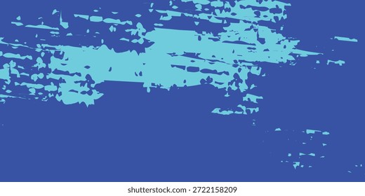 Abstraktes geometrisches Grunge- und Rasterpunktmuster in Neon Cyan auf Royal Blue, Vektorgrafik.