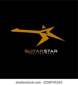 Abstract geometric guitar logo design with star concept.