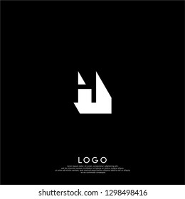 abstract geometric H logo letter in shadow design concept