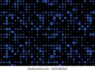 Abstractas fondo geométrico de semitono con cuadrados azules sobre fondo negro