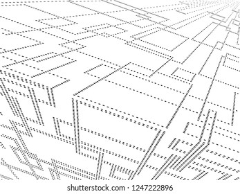 abstract geometric halftone background in different planes