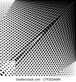Abstract geometric halftone dots and lines background, modern design, black and white geometric dynamic pattern, vector texture for card, cover, poster, decoration.