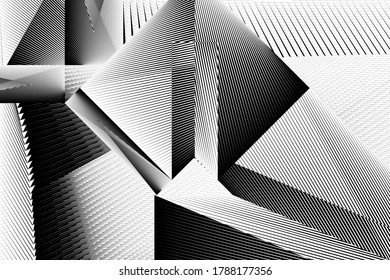 Resumen del fondo geométrico de las líneas de medio tono, diseño moderno, patrón geométrico en blanco y negro, textura vectorial.