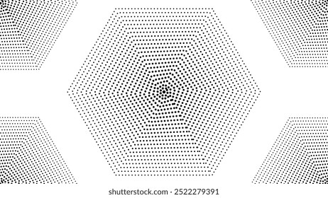 Abstract Geometric Halftone Pattern with Concentric Hexagons