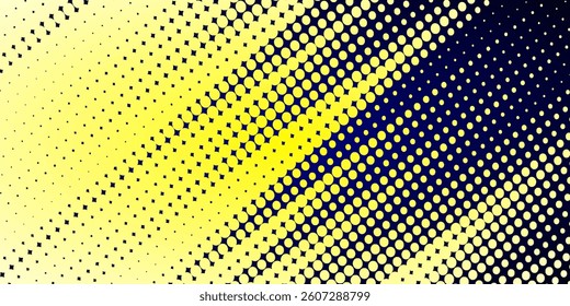 Abstract Geometric Halftone Pattern with Gradient Yellow and Blue Dots