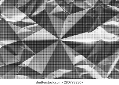 Abstract Geometric Halftone Polygon Texture Background in Grayscale
