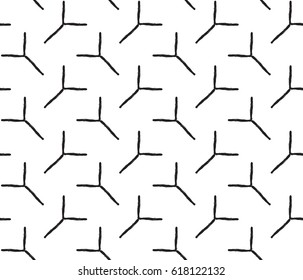abstract geometric hand draw seamless pattern with Y, cross. Black lines on white background. eps10