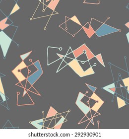Abstract Geometric hand drawn seamless vector pattern on a dark background