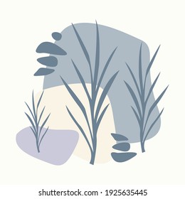 Resumen de formas geométricas dibujadas a mano con plantas