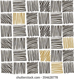 Abstract geometric hand drawn strokes seamless pattern.