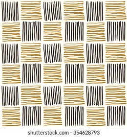 Abstract geometric hand drawn strokes seamless pattern.