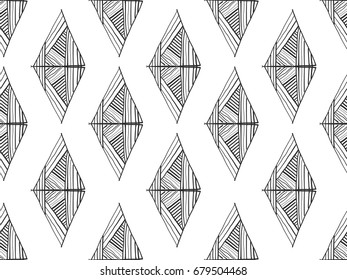 Abstract geometric hand drawn strokes seamless pattern. Geometric simple print. Vector repeating texture. Background vector.