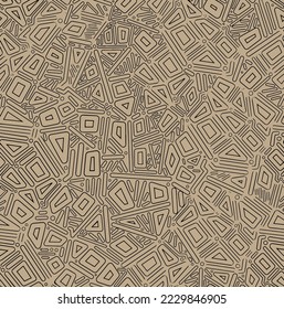 Abstract geometric hand drawn tribal square, triangle, Cubism art, vector, congested, symmetry repeat, horizontal, vertical, optic illusional, hypnotic illustration doodle style seamless pattern 