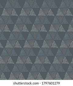 Abstract geometric hand-drawn seamless pattern. Triangles of circles.Vector doodle background.