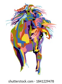 An abstract geometric head and body of horse.colorful with wpap popart style.vector eps-10-editable.