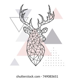 Abstract Geometric Head Of A Forest Deer. Scandinavian Style. Vector Illustration.