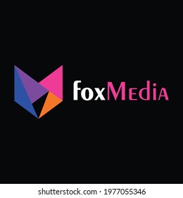 Abstract Geometric head fox logo. colorful fox multimedia vector