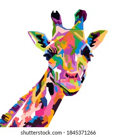 Abstract geometric head of giraffe.colorful with wpap style.vector eps10-editable