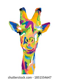 An abstract geometric head of giraffe.colorful with wpap pop art style.vector eps10-editable.