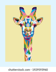 Abstract geometric head of giraffe.colorful with wpap popart style.vector eps10-editable