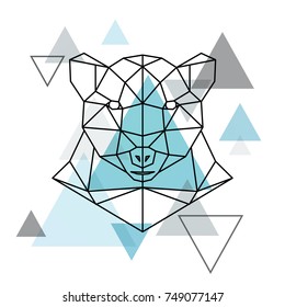 Abstract geometric head of a polar bear. Wild animal. Vector illustration.