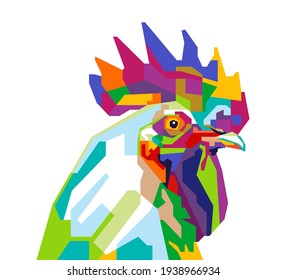 Abstract geometric head roaster chicken in WPAP popart style.colorful.vector eps10-editable