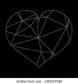 Abstract geometric heart of lines and dot, polygonal shape. Valentine s day background eps 10