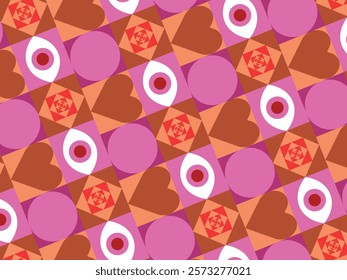 Abstract geometric heart shape background pattern colorful 