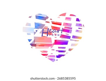 An abstract geometric heart shape with colorful gradient blocks in a modern artistic design on a white background. Creative vector illustration for Valentine's Day, love concepts, and greeting cards.