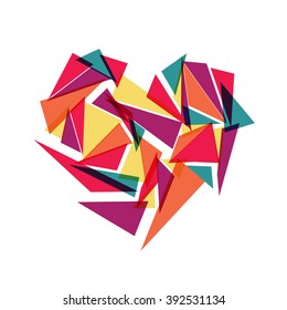 Abstract Geometric Heart. Valentines day greeting card. Vector illustration.