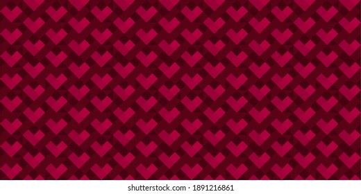 Abstract Geometric Hearts Seamless Pattern. Vector Illustration Background Art For Happy Valentines Day Or Wedding