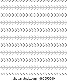 Abstract geometric herringbone pattern. Boho monoline fishbone background in grey and white colors. Backdrop with horizontal arrow-like stripes. Vector seamless repeat.